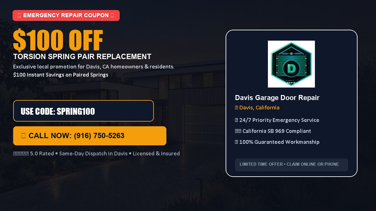 $100 OFF Heavy-Duty Torsion Spring Pair Replacement in Davis, CA