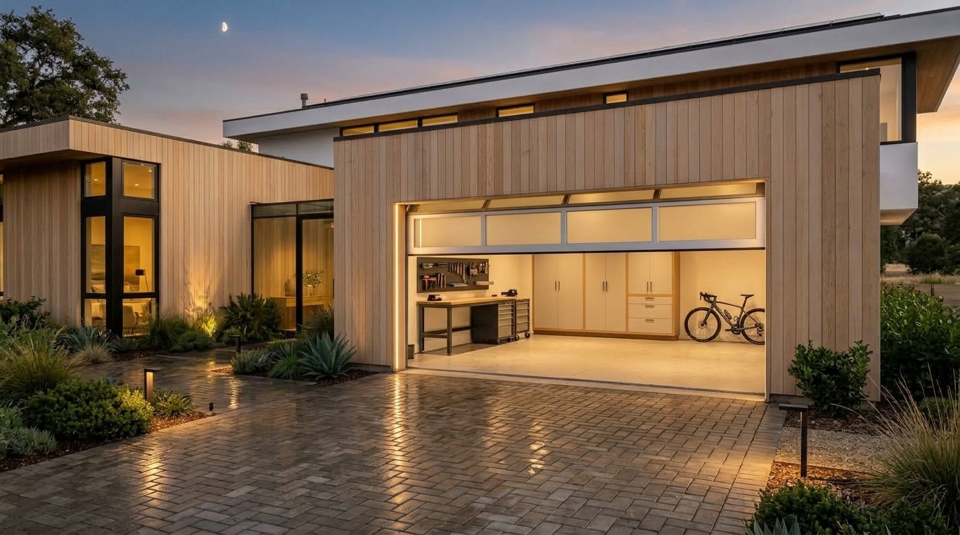 Davis Garage Door Repair Garage Door Gliding Open Revealing Warm Illuminated Interior